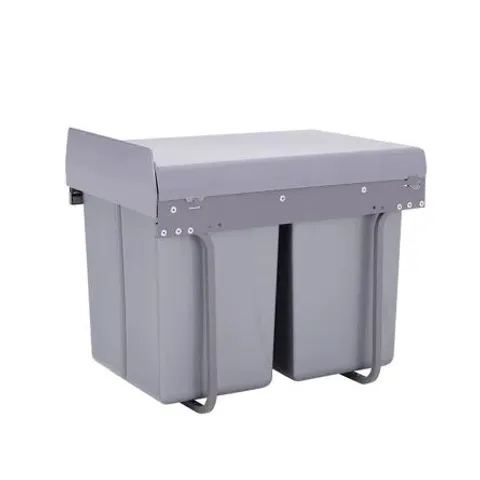 BOXED SHEL 40 LITRE PULL OUT/UNDER COUNTER RUBBISH BIN - GREY
