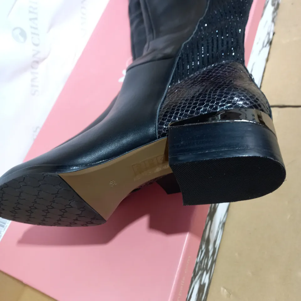 MODA IN PELLE ZARRA ELASTICATED OVER-THE-KNEE GLITZ ZIP BOOTS UK SIZE 5.5