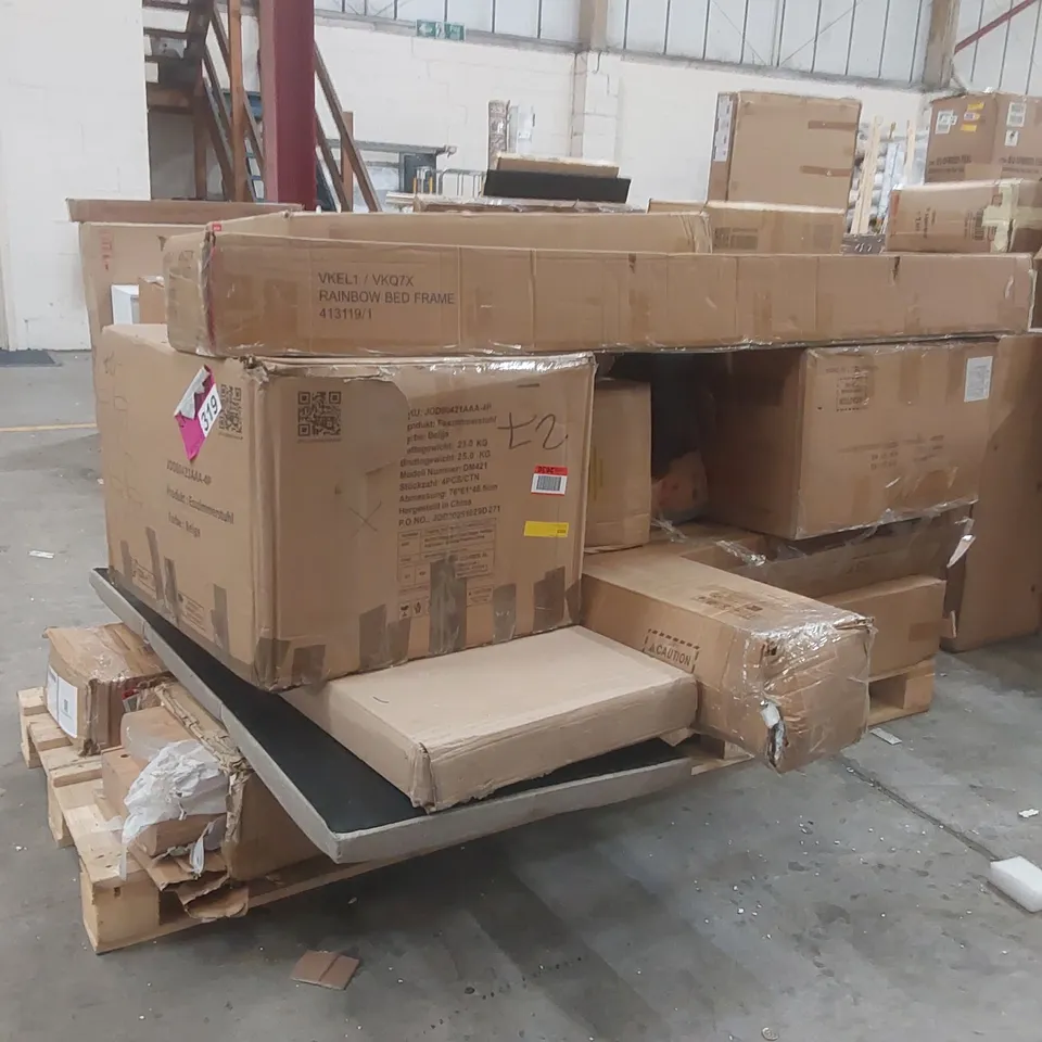 PALLET CONTAINING A LARGE QUANTITY OF ASSORTED FURNITURE PARTS ECT 