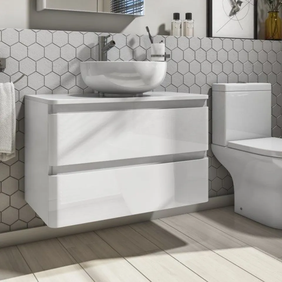 BOXED PORTLAND 800 2 DRAWER WALL HANGING VANITY UNIT MGGLOSS