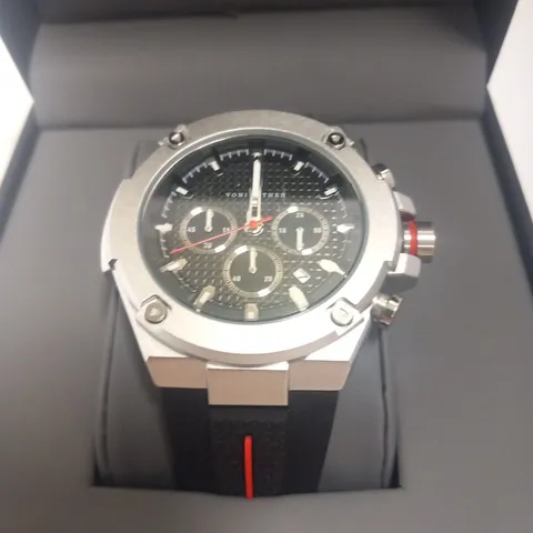 MENS VONLANTHEN CHRONOGRAPH WATCH β V200 β TEXTURED DIAL β 3ATM WATER RESISTANT β BLACK RUBBER STRAP