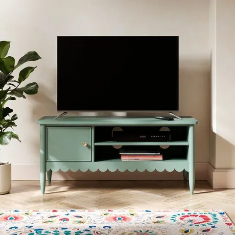 BOXED REMI SCALLOPED SMALL TV UNIT FOR TVS UP TO 46" - LILYPAD GREEN (1 BOX)