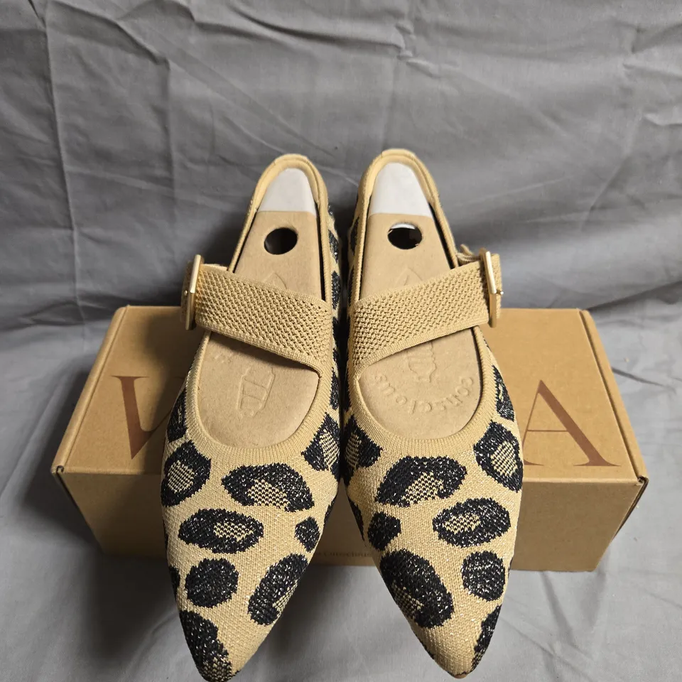 BOXED PAIR OF VIVAIA MARIA LEOPARD PRINT SHOES - UK SIZE 4