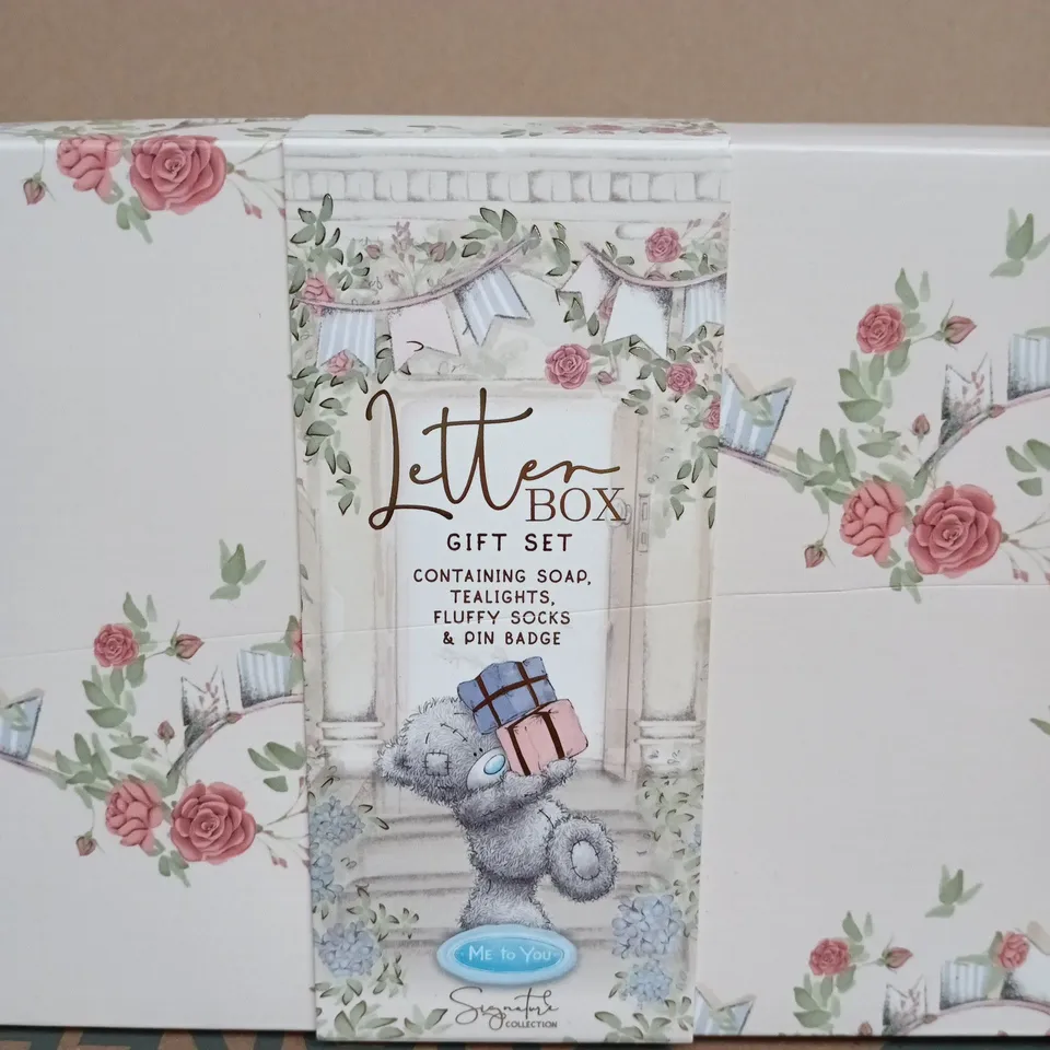 ME TO YOU LETTER BOX GIFT SET – SOAP, TEALIGHTS, FLUFFY SOCKS & PIN BADGE