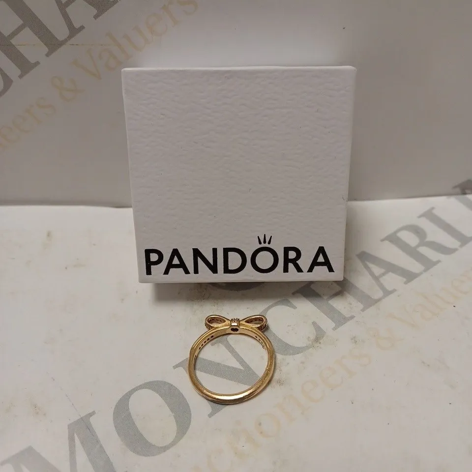 PANDORA ROSE GOLD RING WITH BOW TIE
