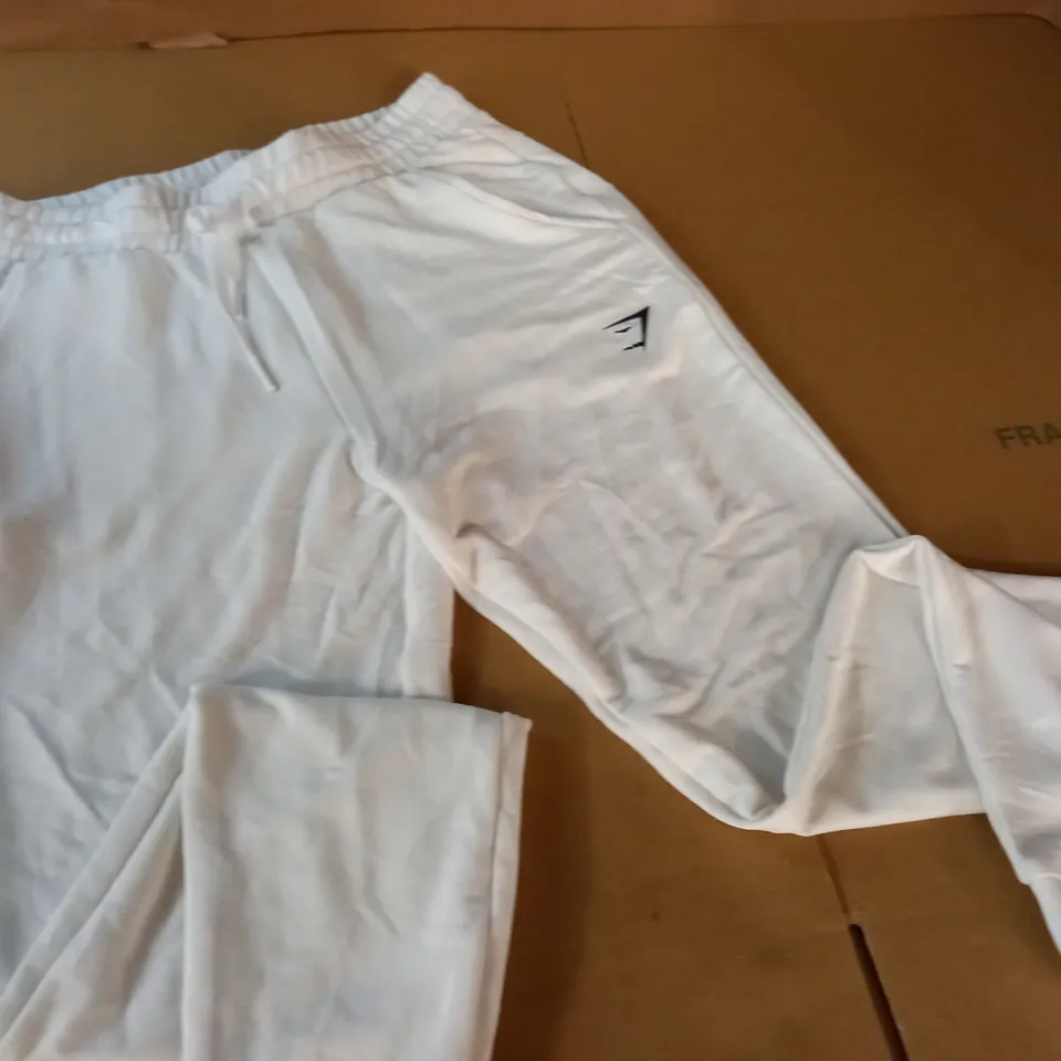 GYMSHARK WHITE JOGGERS - S