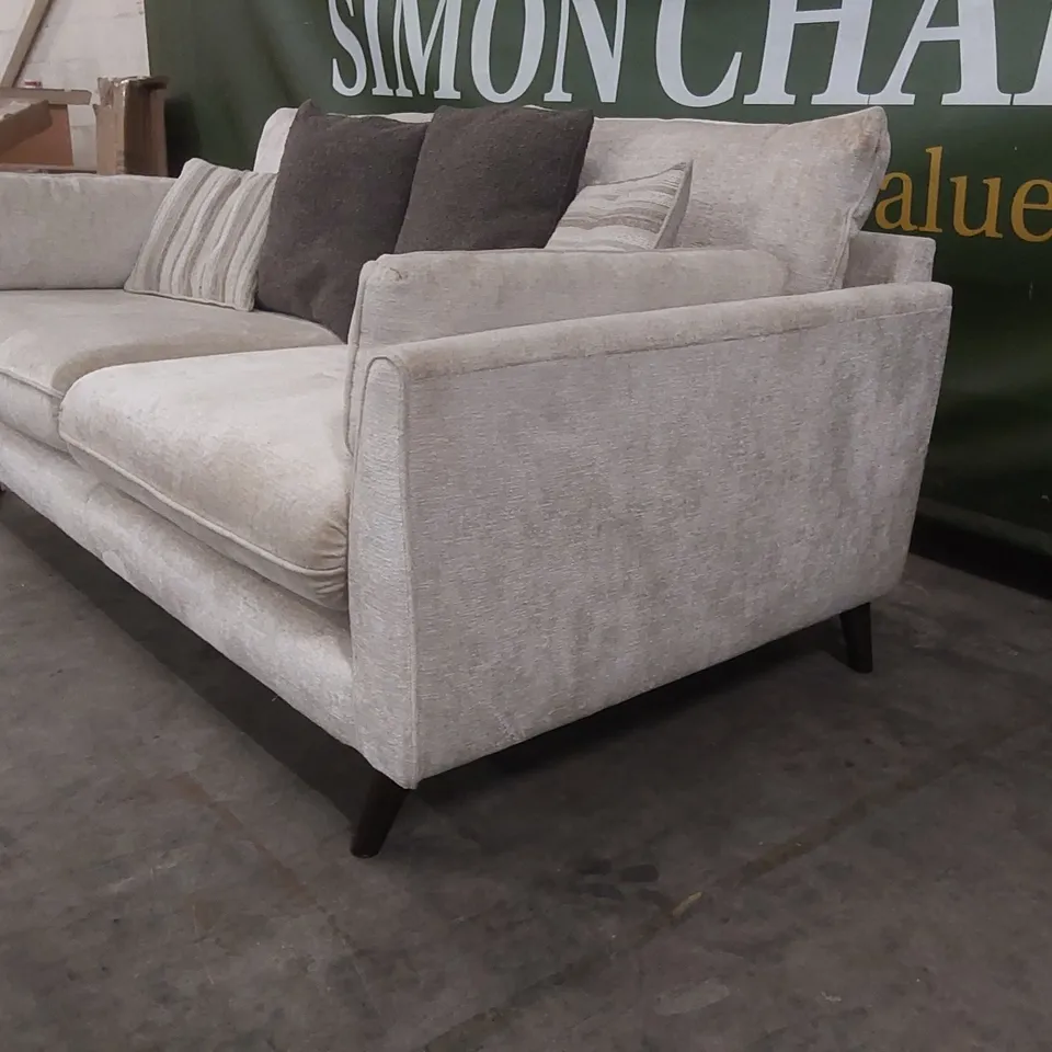 QUALITY DESIGNER SANREMO 3 SEATER CHENILLE UPHOLSTERED SOFA - NATURAL