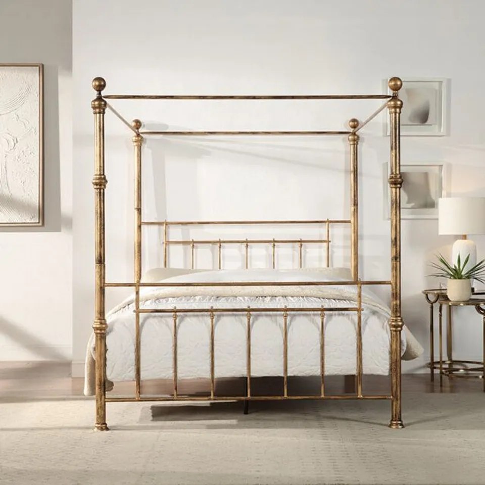 BOXED FREUDENBURG BED - 4FT SMALL DOUBLE, ANTIQUE BRASS (2 BOXES)