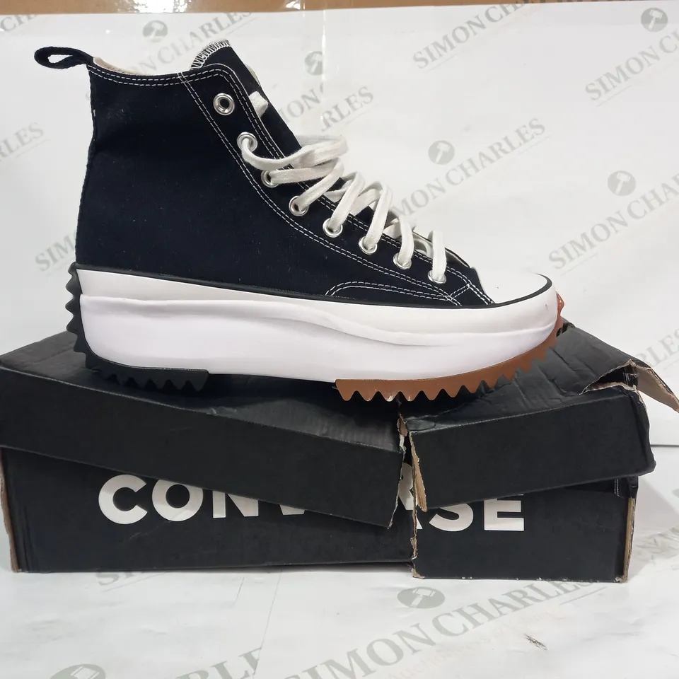 BOXED PAIR OF CONVERSE ALL STAR RUN STAR HIKE HI SHOES IN BLACK UK SIZE 8