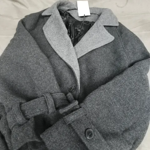 ZARA GREY WOOL-BLEND COAT – UK SIZE L