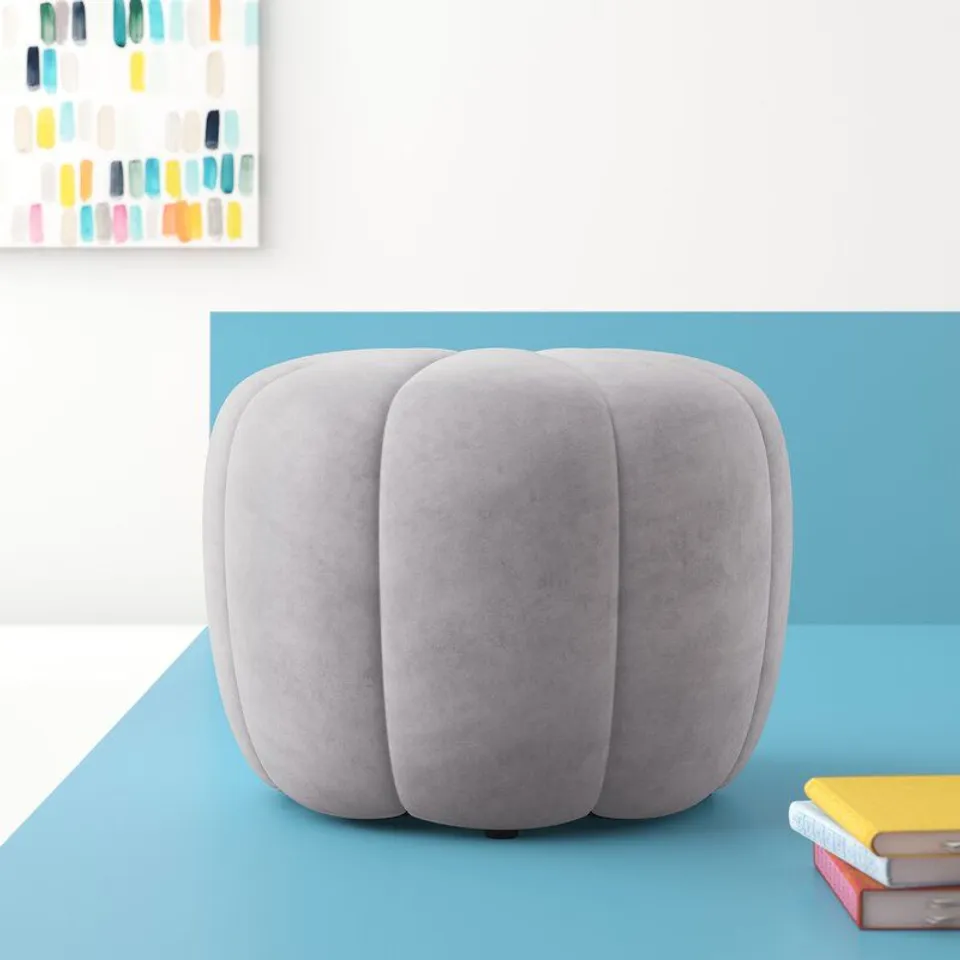 ANGURI 55CM VELVET TUFTED ROUND POUFFE 