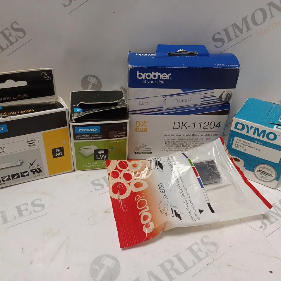 LARGE QUANTITY OF PRINTER INKS FROM BRANDS SUCH AS BROTHER, DYMO, COLOP, ETC