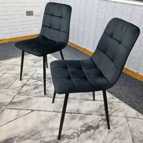 DENVER SET OF 2 BLACK VELVET DINING CHAIRS