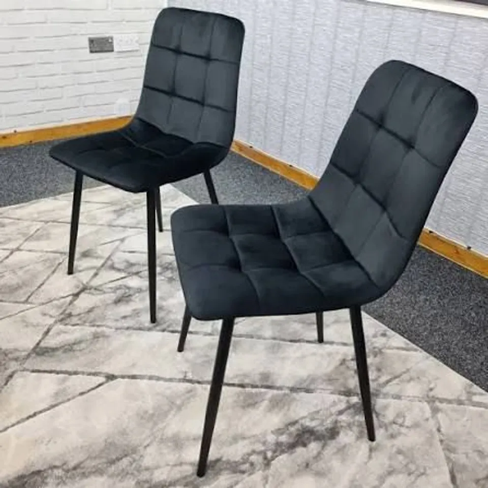 BOXED DENVER SET OF 2 BLACK VELVET DINING CHAIRS