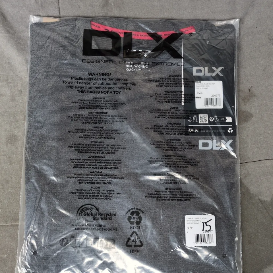 BAGGED DLX CHARLIE MALE TOP IN DARK GREY SIZE LARGE