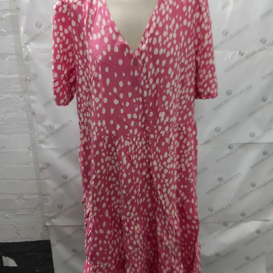 JOULES PINK POLKA DOT DRESS - UK 16
