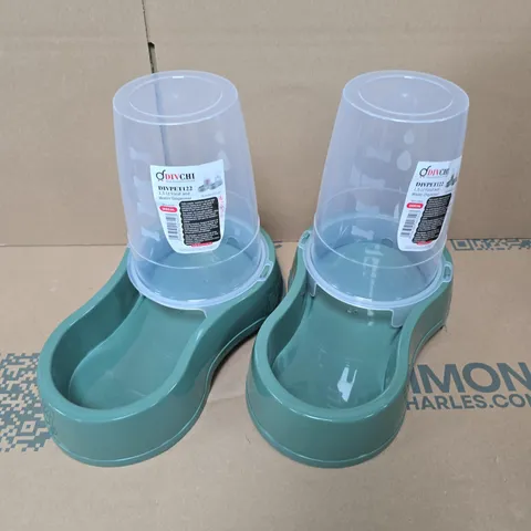 2 X 1.5 LITRE FOOD & WATER DISPENSERS FOR PETS