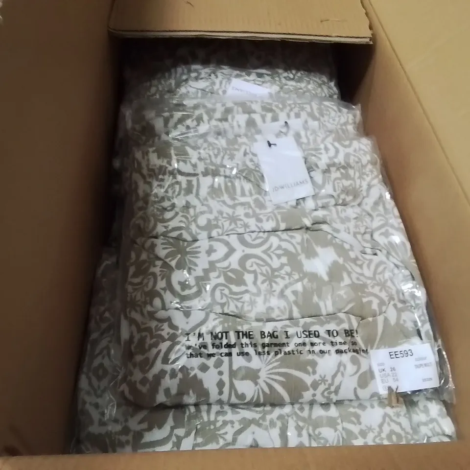 BOXED BRAND NEW APPROXIMATELY 31 JD WILLIAMS CRINKLE PALAZZO TROUSERS TAUPE MULTI SIZE 26