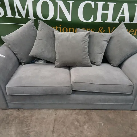 GREY FABRIC 3-SEATER SOFA WITH CUSHIONS