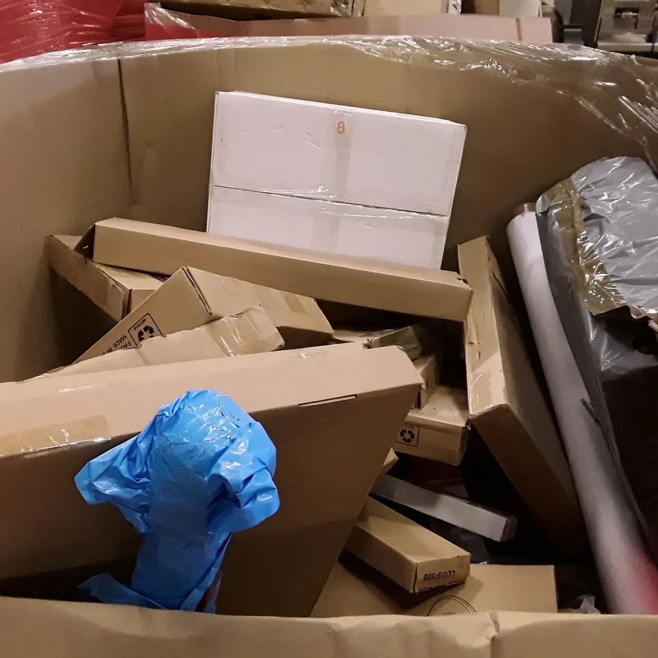 PALLET OF ASSORTED PRODUCTS INCLUDING TOILET SEAT, PHOTO FRAMES, RETRACTABLE SAFETY GATE, MAGNETIC KNIFE HOLDER, BLADELESS PURIFIER & HEATER FAN 