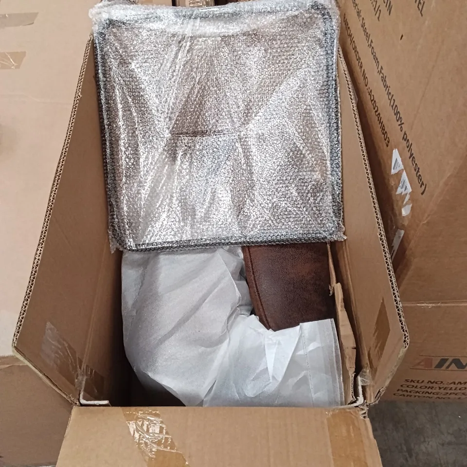 BOXED FAUX LEATHER QUILTED DINING CHAIRS - BROWN (1 BOX)