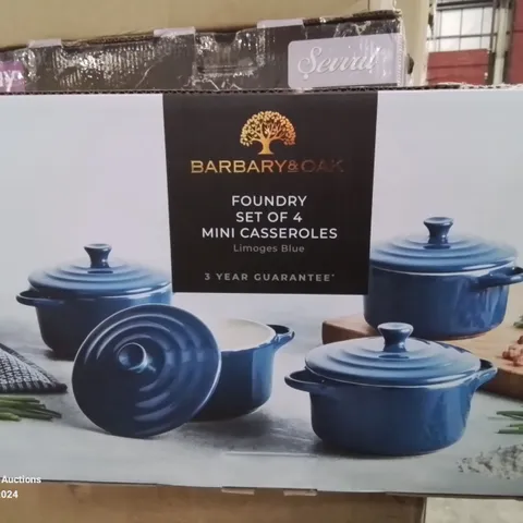 BOXED BARBARY & OAK 0.24L NON-STICK CERAMIC ROUND CASSEROLE DISH - SET OF 4