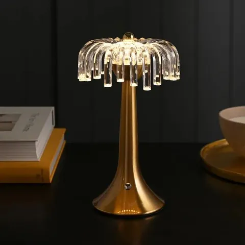 BOXED HESTIA CRYSTAL USB LED TOUCH TABLE LAMP WITH BRONZE BASE & TRIM (1 BOX)