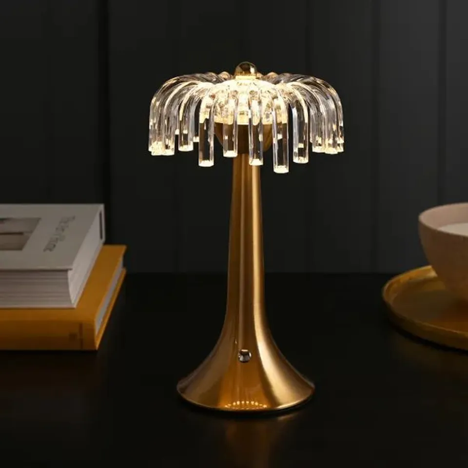 BOXED HESTIA CRYSTAL USB LED TOUCH TABLE LAMP WITH BRONZE BASE & TRIM (1 BOX)