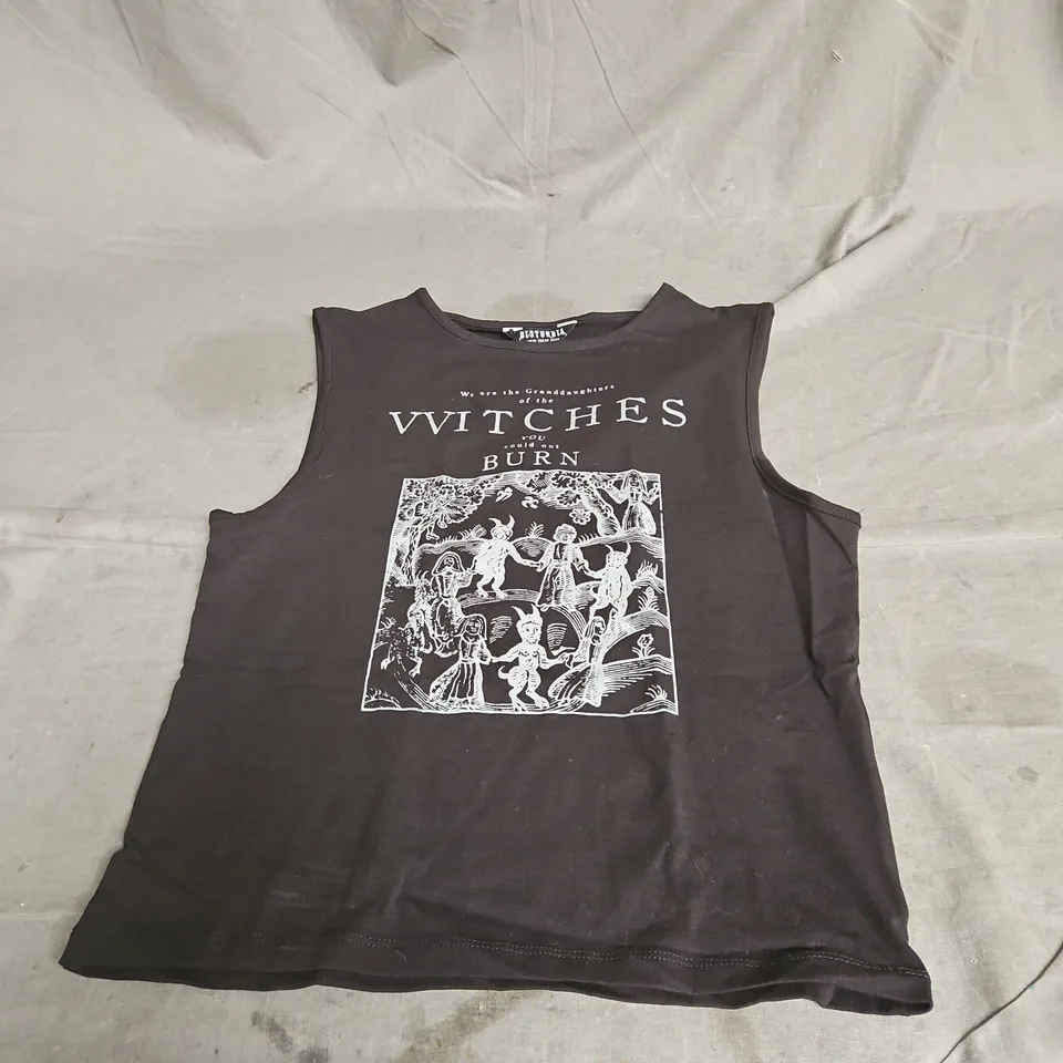 DISTURBIA SALEM SLEEVELESS TEE IN BLACK SIZE 14