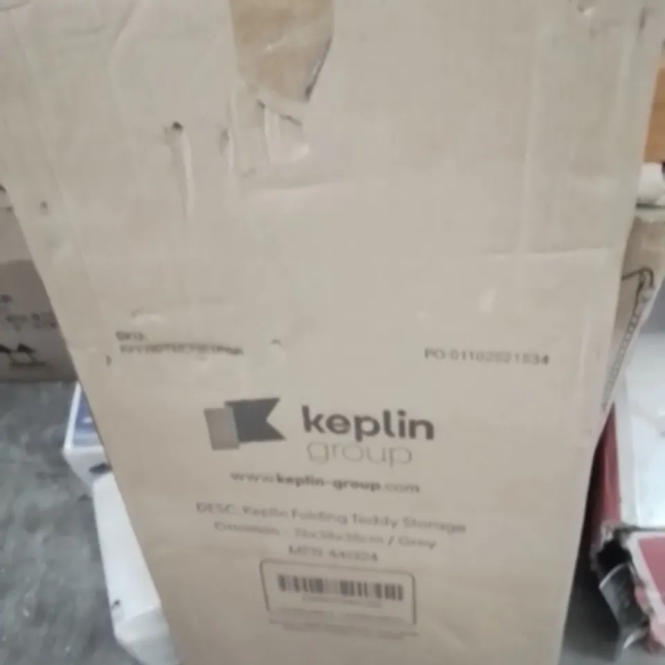 BOXED KEPLIN FOLDING TEDDY STORAGE OTTOMAN GREY