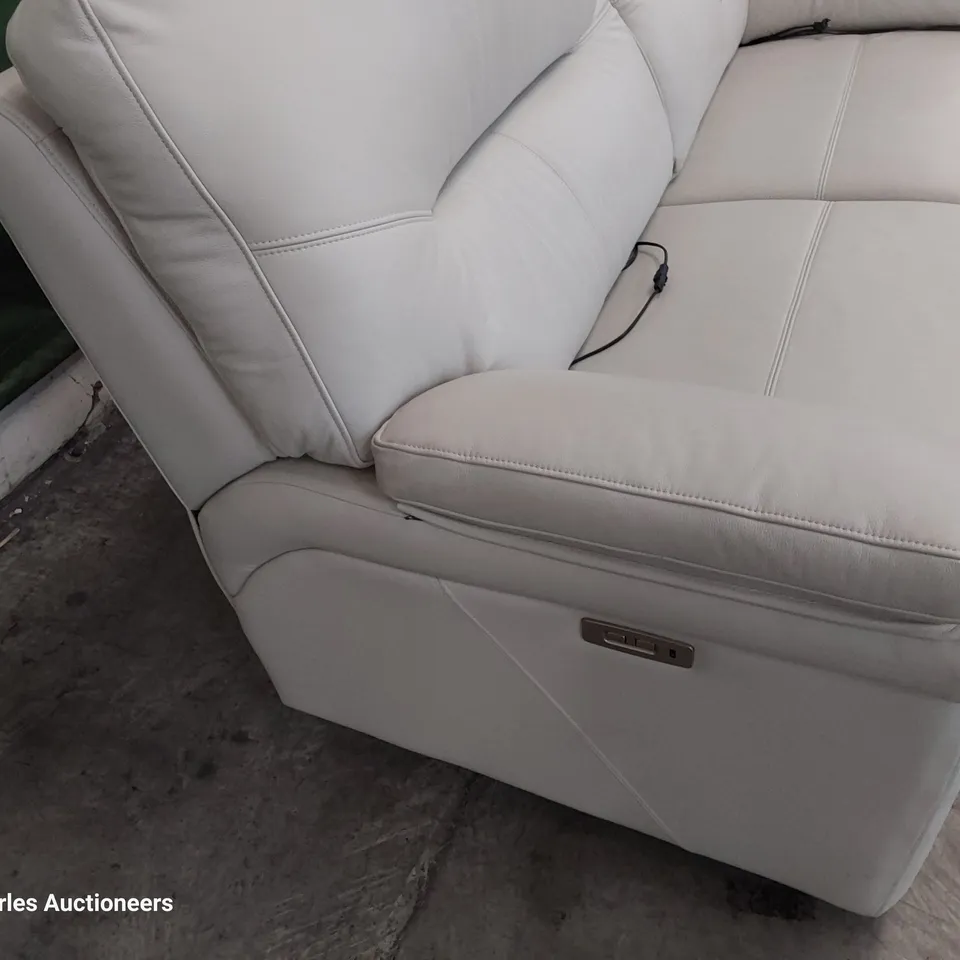 QUALITY BRITISH DESIGNER G PLAN SEATTLE POWER RECLINING THREE SEATER SOFA OXFORD CHALK LEATHER 