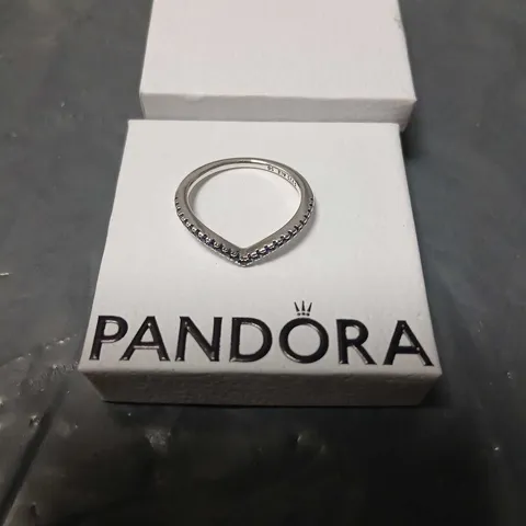 PANDORA SILVER PAVÉ RING – CURVED BAND