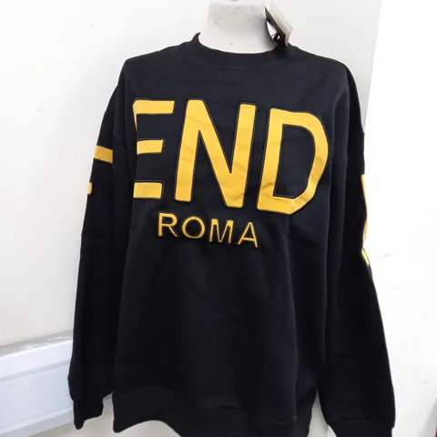 FENDI ROMA SWEATER IN BLACK/YELLOW - 3XL