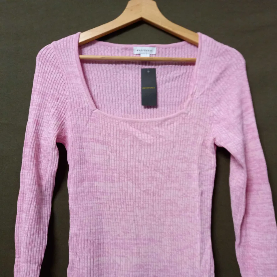 WAREHOUSE SQUARE NECK SPECKLE JUMPER IN PINK - SMALL