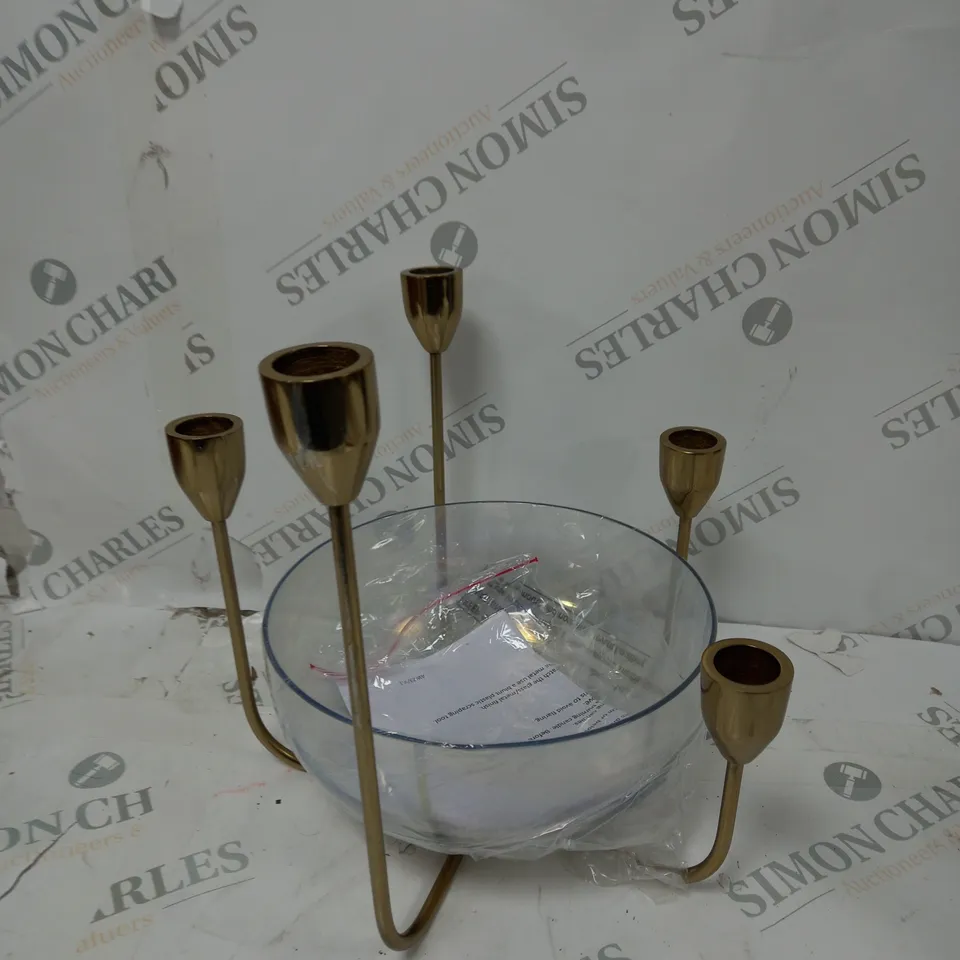 GOLD CHANDILIER WITH CRYSTAL BALL