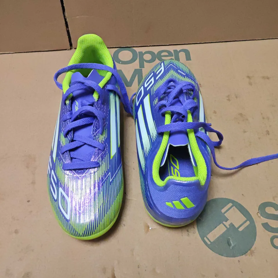 UNBOXED ADIDAS F50 FOOTBALL BOOTS – BLUE & NEON GREEN - UK 2