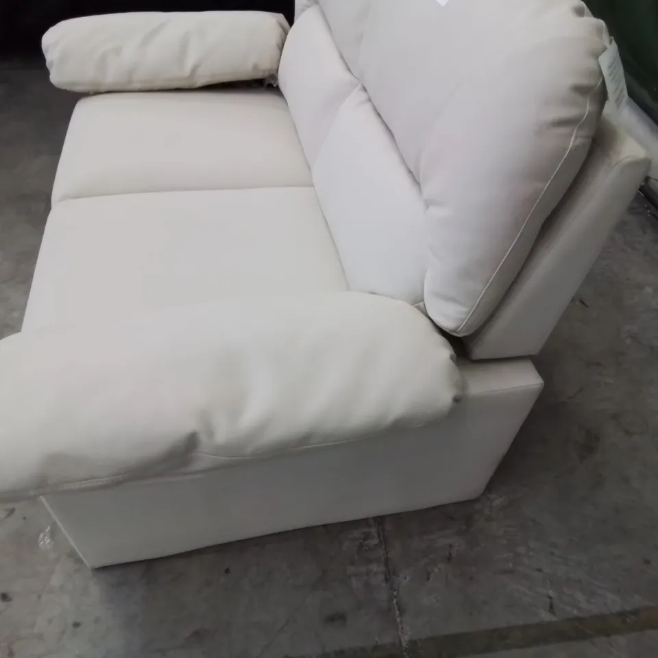 DESIGNER TWO SEATER SOFA CREAM FAUX LEATHER