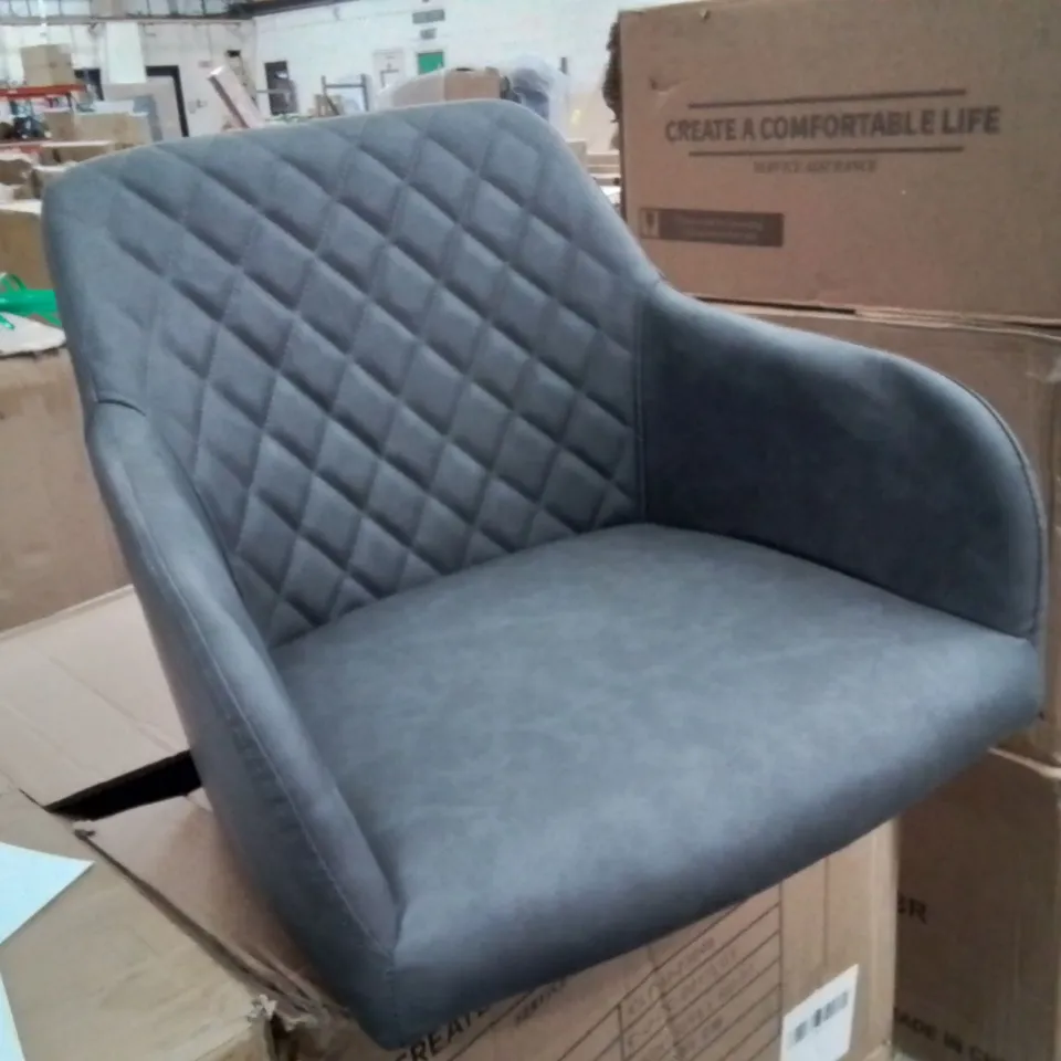 BOXED MOREE SET OF TWO LIGHT GREY PU LEATHER DINING CHAIRS
