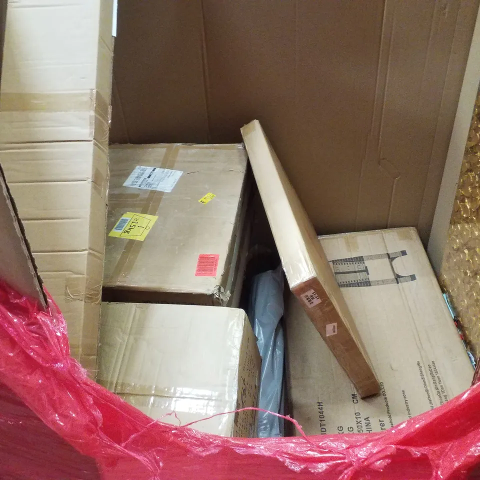PALLET CONTAINING ASSORTED PRODUCTS INCLUDING 40" BLADELESS TOWER FAN, CROSS WRAPPED CANVAS PRINT, FOLD FOOTBALL GOAL & TELESCOPIC LADDER WITH HOOK 4.4M