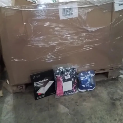 PALLET CONTAINING A LARGE QUANTITY OF BEAUTY,ELECTRONICS,KITCHEN PRODUCTS TO INCLUDE KIDS SHOES,BLANKET,PHONE SCREEN PROTECTOR 