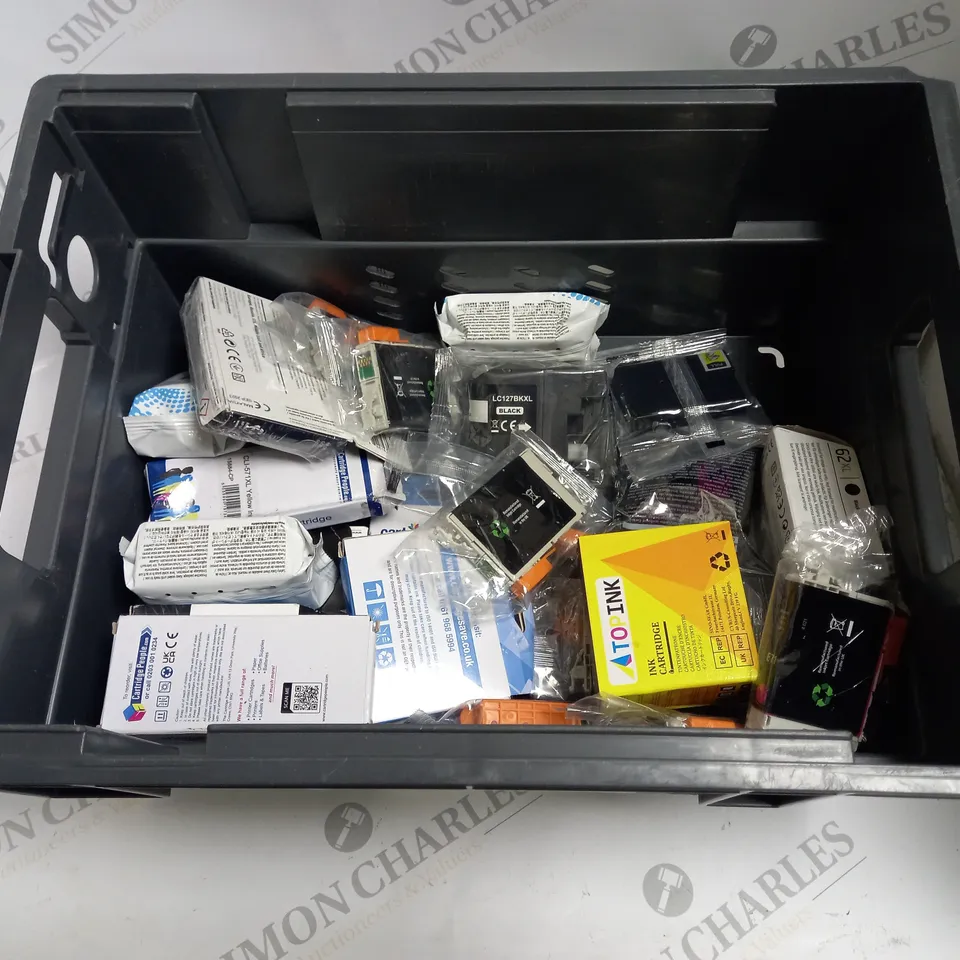 BOX TO CONTAIN APPROX. 30 X ASSORTED INK CARTRIDGES. BRANDS AND SPECIFICATIONS VARY 