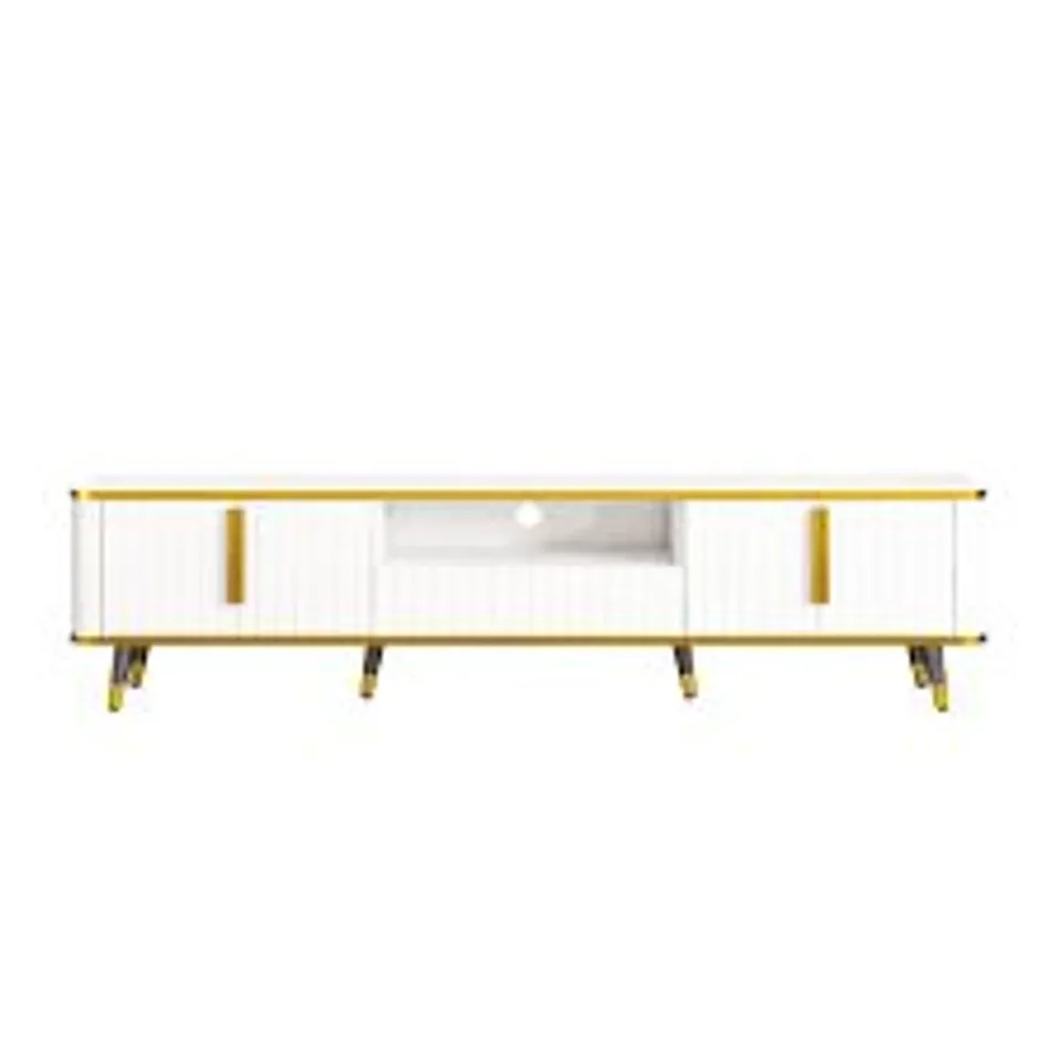 BOXED TV STAND FOR TVS UP TO 85" - WHITE/GOLD (2 BOXES)