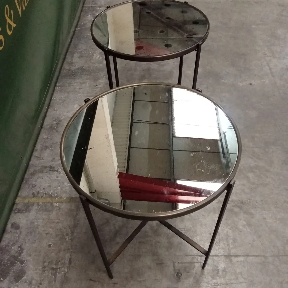 2 x QUALITY DESIGNER BRASS GLASS ROUND TABLES
