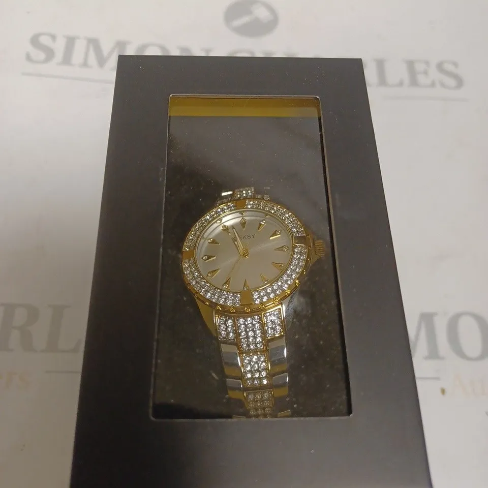 BOXED SEKONDA GOLD AND SILVER CRYSTAL WOMENS WATCH 
