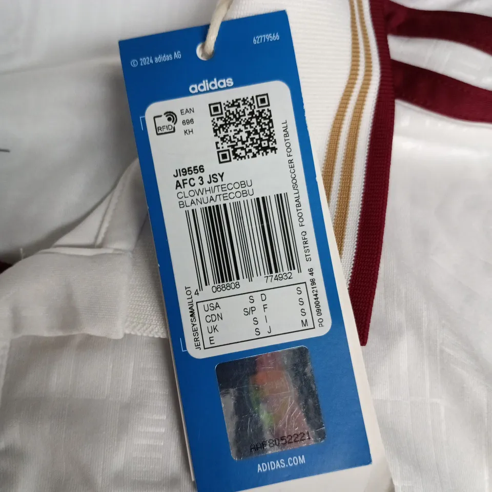 ARSENAL FC ADIDAS FOOTBALL SHIRT – EMIRATES FLY BETTER – WHITE – UK SIZE S