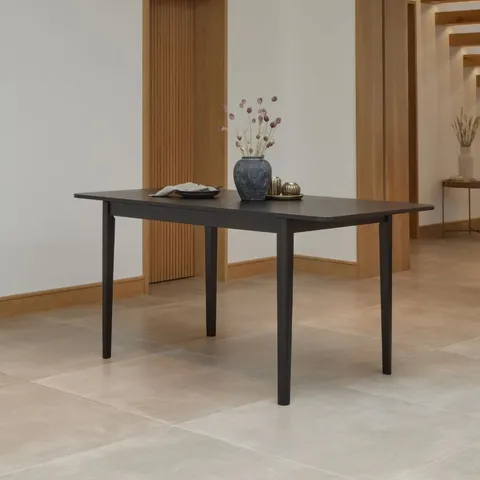 BOXED LAURA JAMES PAUL 118-158cm EXTENDING DINING TABLE - BLACK OAK (1 BOX)