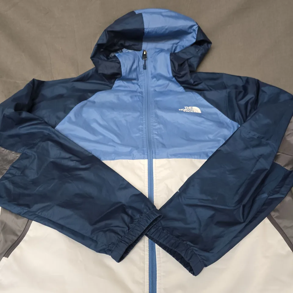 THE NORTH FACE COLOUR-BLOCK HOODED JACKET – BLUE/NAVY - SIZE LARGE