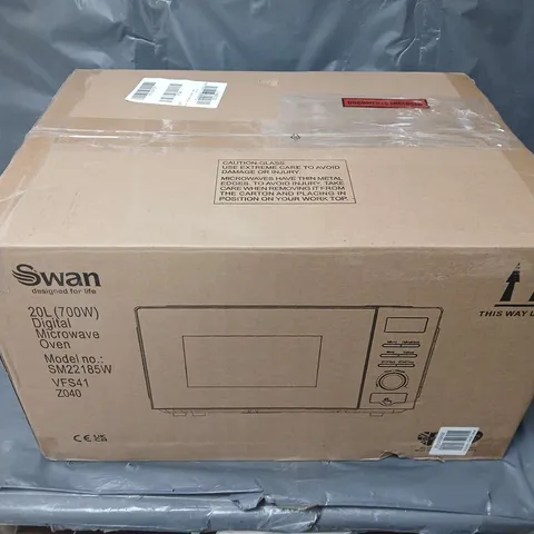 BOXED SWAN 20L 700W DIGITAL MICROWAVE - WHITE - COLLECTION ONLY 