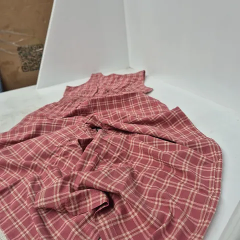 LUCY & YAK SIMONE JUMPSUIT - ORGANIC COTTON & LINEN, MAROON DECO ROSE CHECK, UK 12