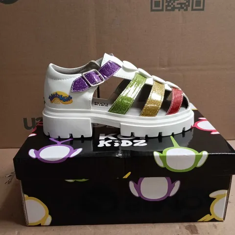 KOI KIDZ TELETUBBIES GLITTER TRUMPETS SANDALS WHITE MULTI SIZE 12
